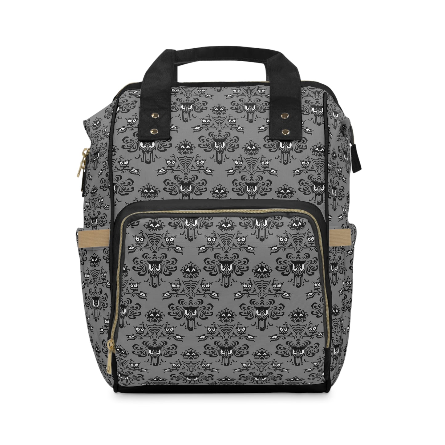 Haunted mansion grey wallpaper diaper bag