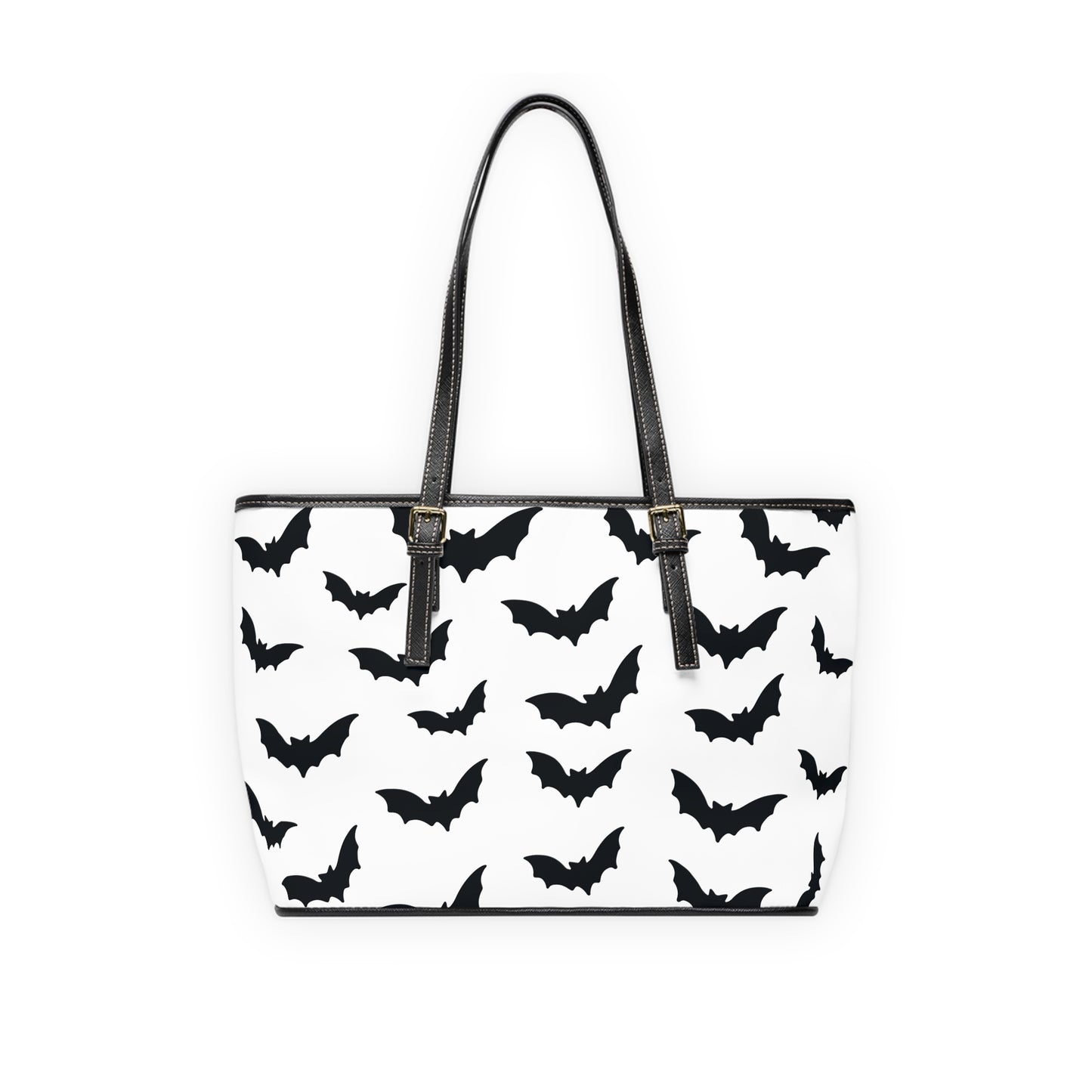 Gothic Baddie Bat Print PU Leather Tote Shoulder Bag, Goth, Spooky Vibes