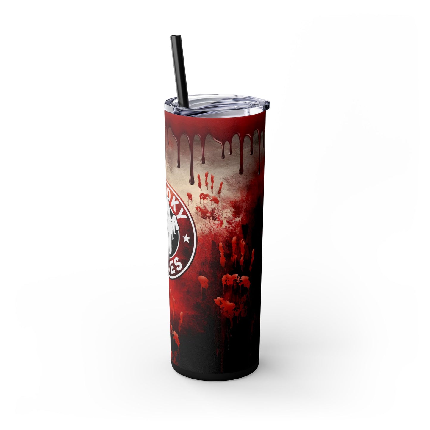 Spooky Vibes Blood Drip Tumbler 20oz Skinny Cup, Insulated Straw Cup