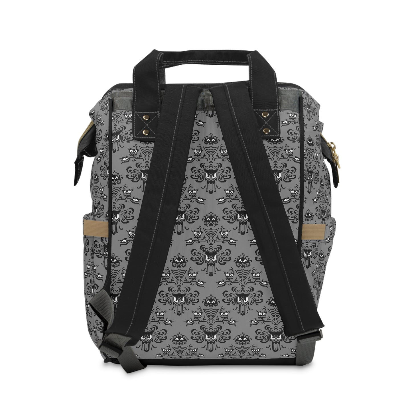 Haunted mansion grey wallpaper diaper bag