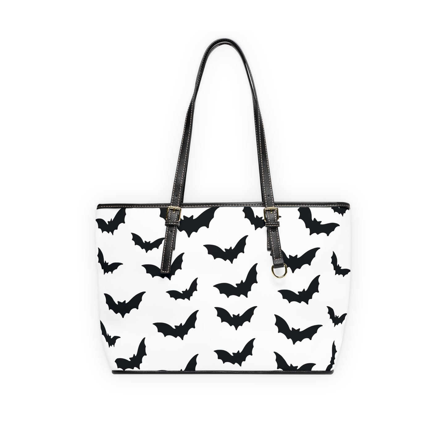 Gothic Baddie Bat Print PU Leather Tote Shoulder Bag, Goth, Spooky Vibes