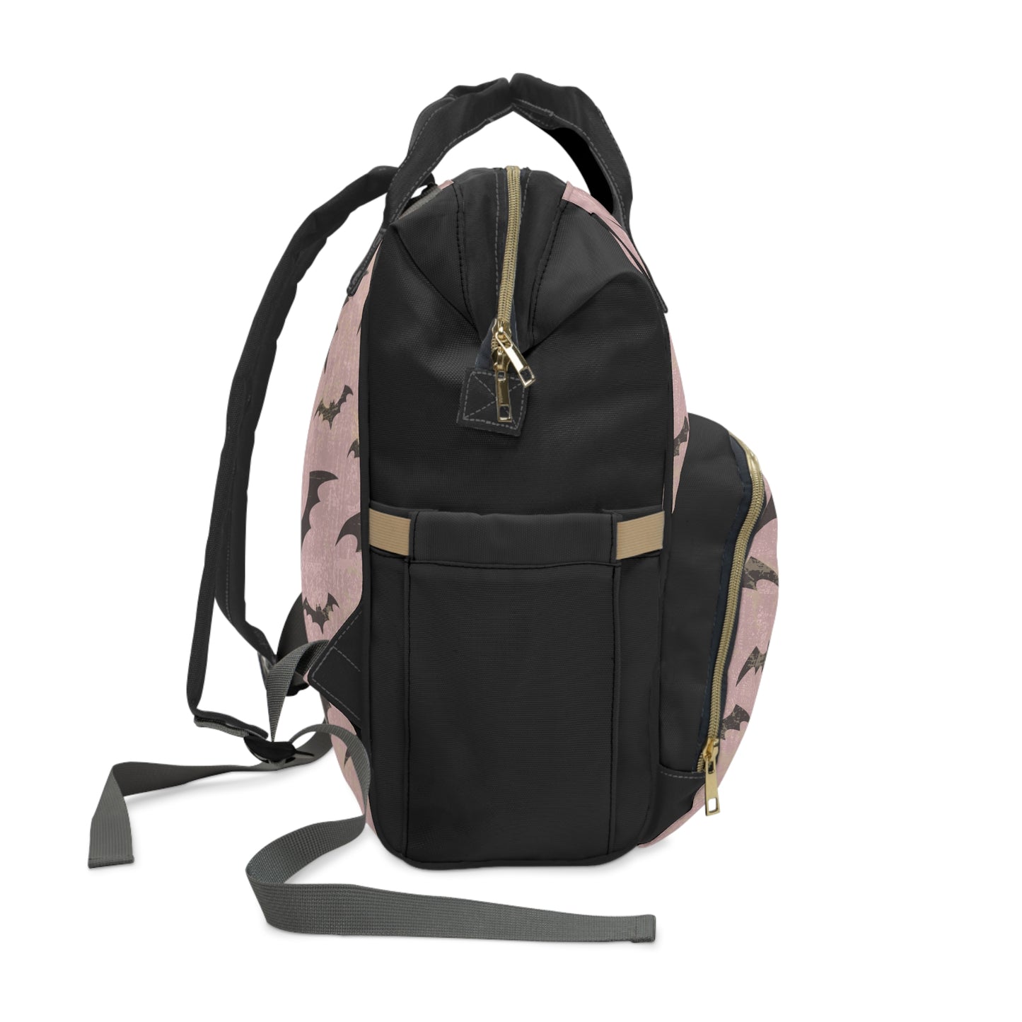 Gothic Baby Pink Bat Multifunctional Diaper Backpack