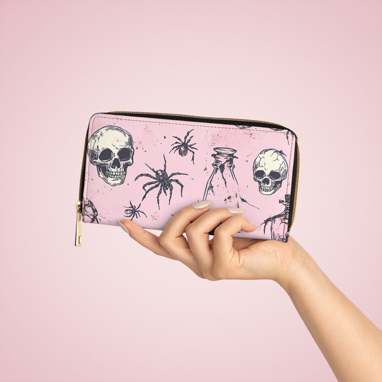 Pink Spider Zipper Wallet