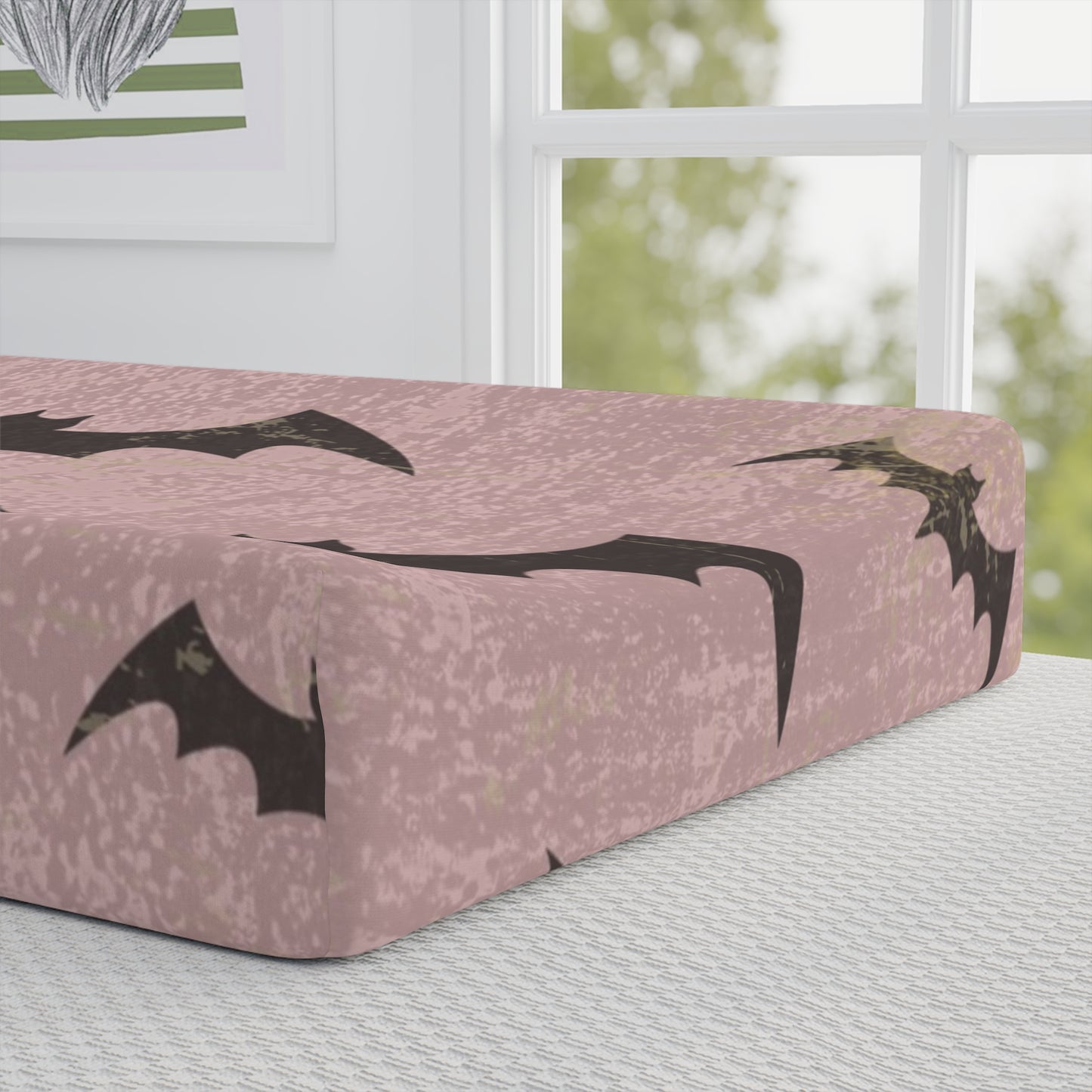 Goth Pink Bats Baby Changing Pad Cover