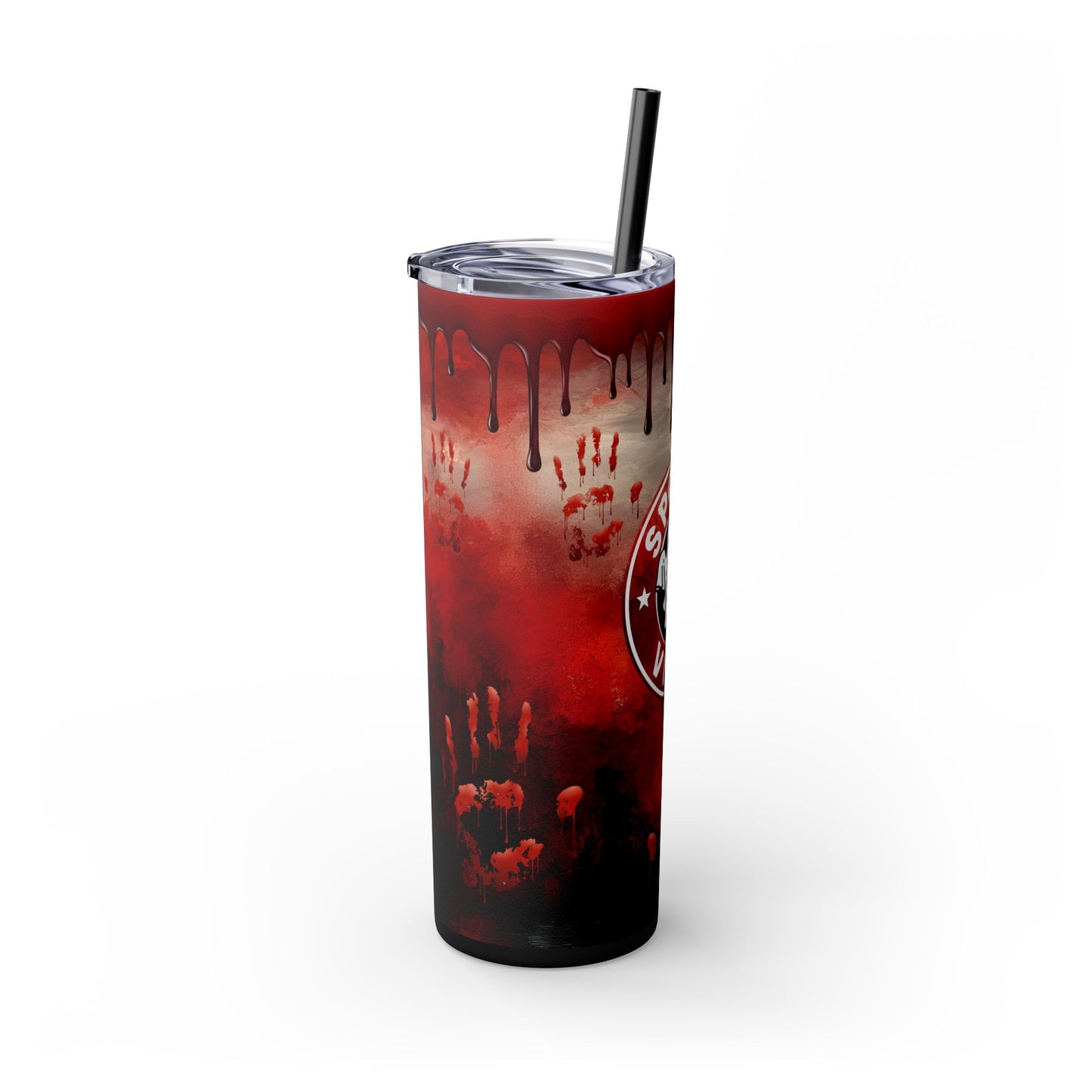 Spooky Vibes Blood Drip Tumbler 20oz Skinny Cup, Insulated Straw Cup