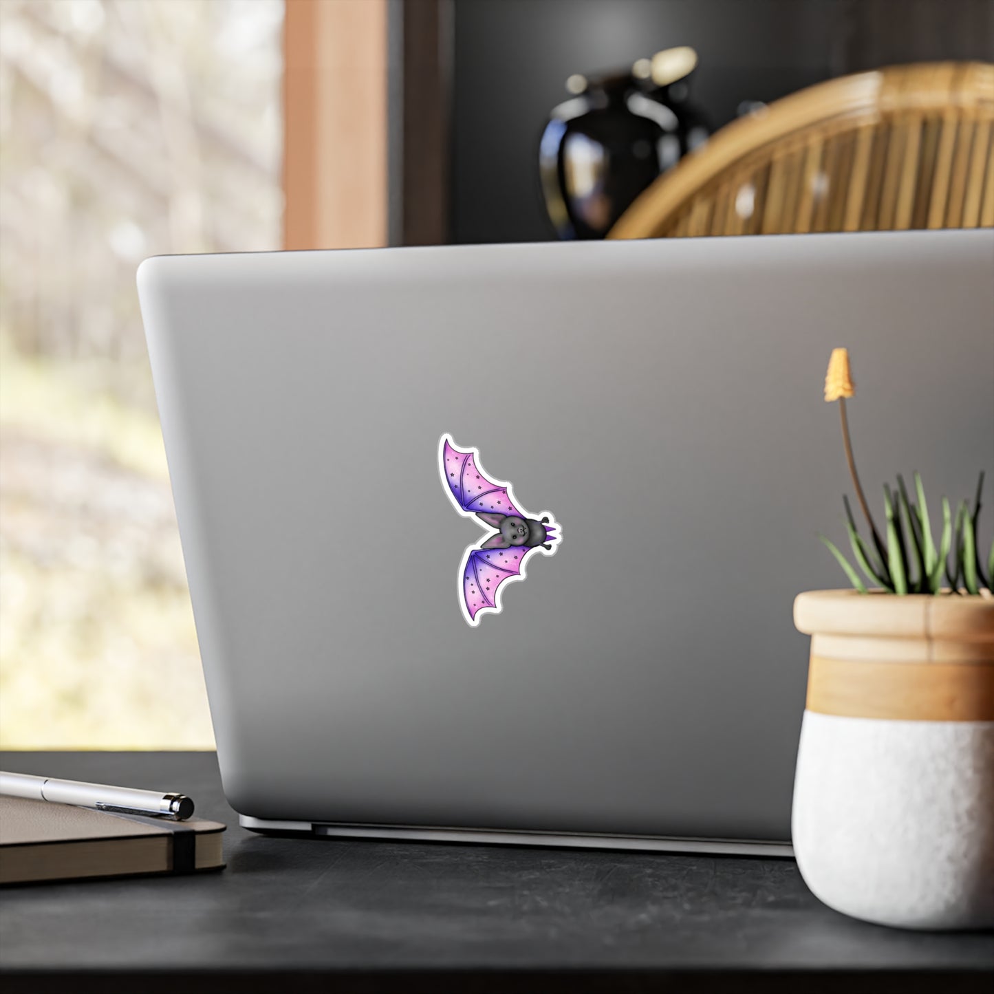 Purple and Pink Bat Sticker