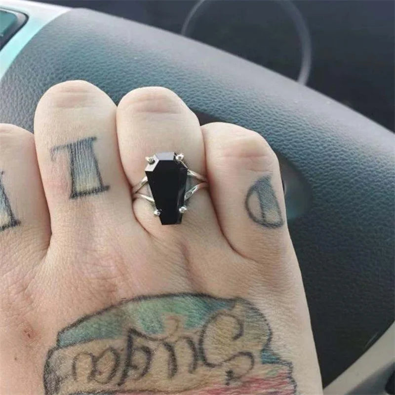 Gothic Black Coffin Ring