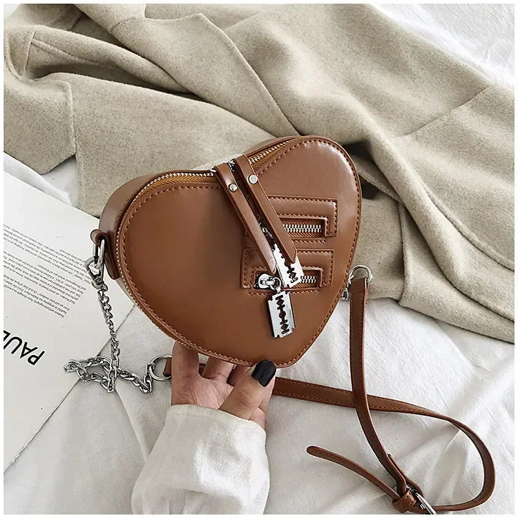 Heart Blade Zipper Chain Crossbody