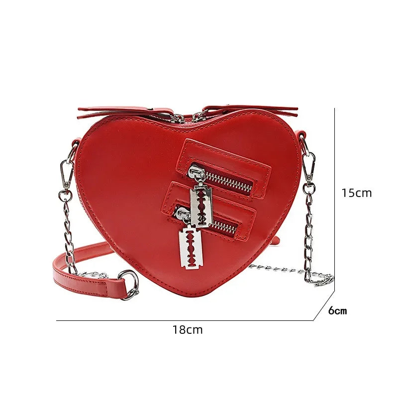 Heart Blade Zipper Chain Crossbody