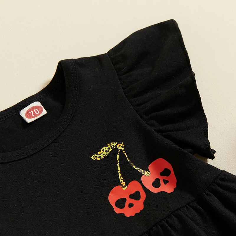 Baby Cherry Skull Embroidery Dresses