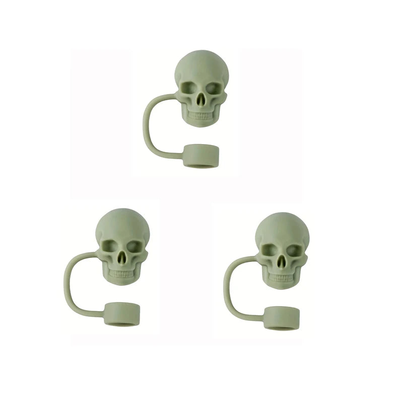 Skull Silicone Straw Covers Cap