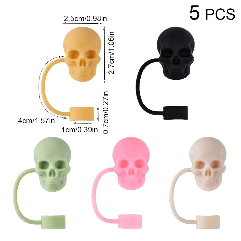 Skull Silicone Straw Covers Cap