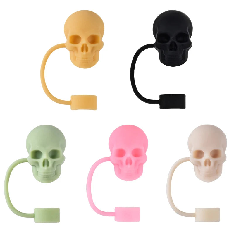 Skull Silicone Straw Covers Cap