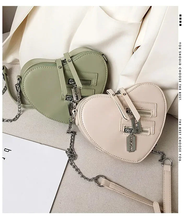 Heart Blade Zipper Chain Crossbody