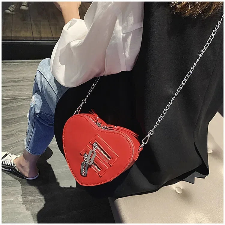 Heart Blade Zipper Chain Crossbody