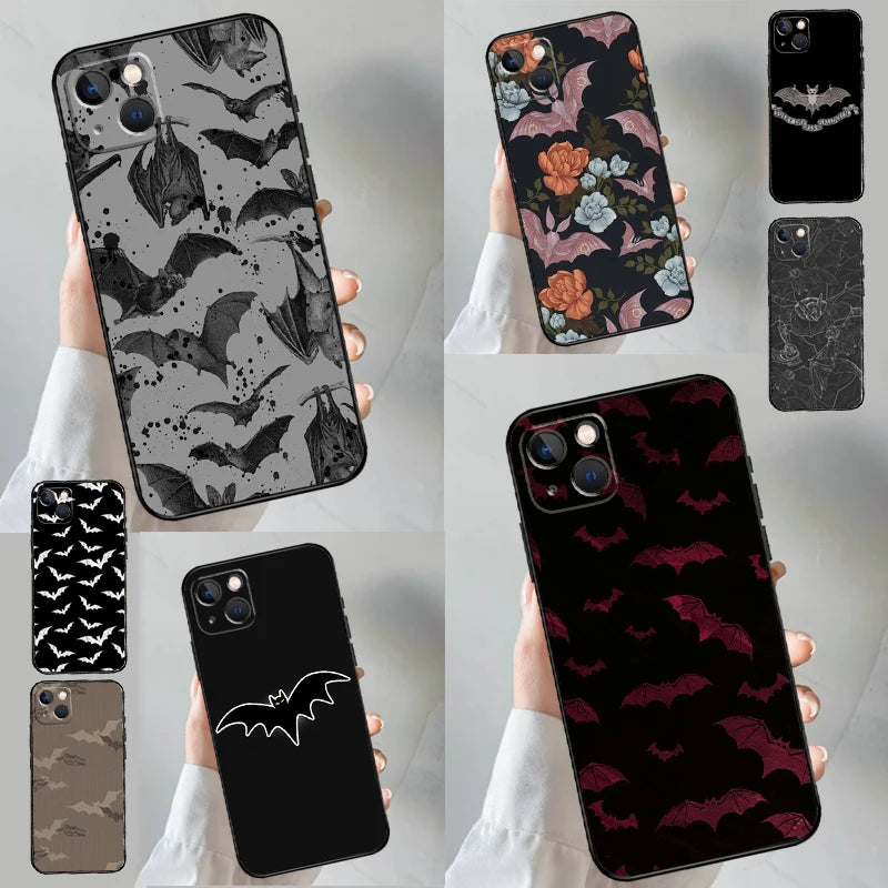 Bat Gothic Phone Case For iPhone 16 15 14 13 12 11 Pro Max XS X XR 7 8 14 16 15 Plus Cover