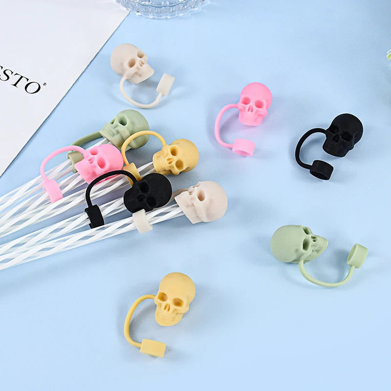 Skull Silicone Straw Covers Cap