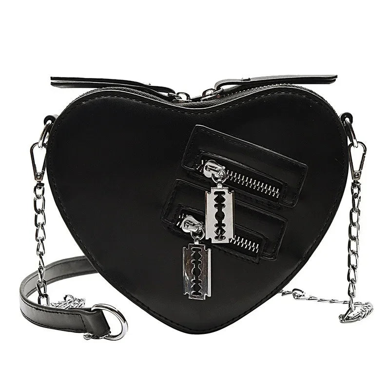 Heart Blade Zipper Chain Crossbody