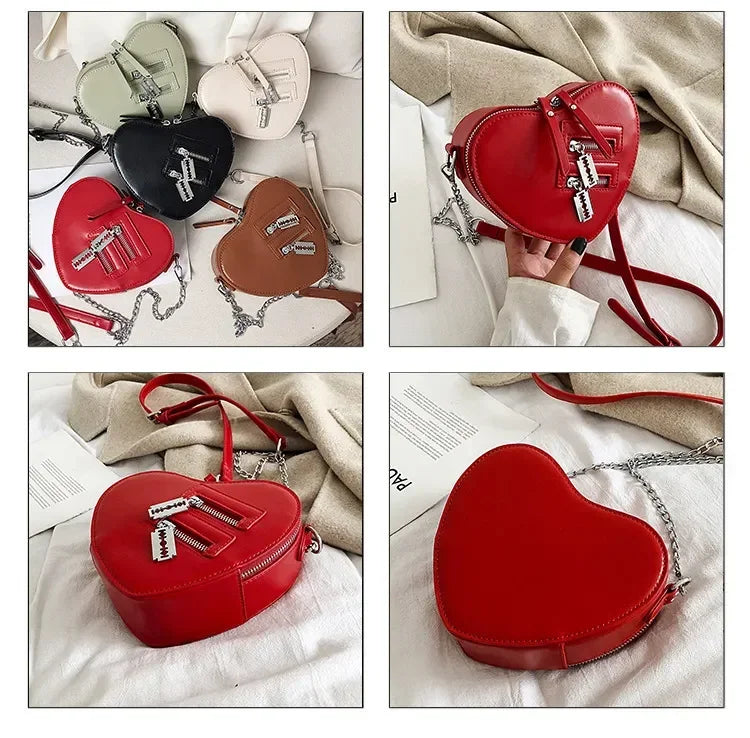 Heart Blade Zipper Chain Crossbody