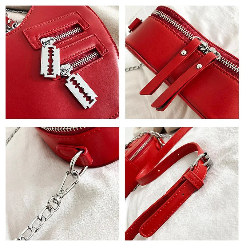 Heart Blade Zipper Chain Crossbody