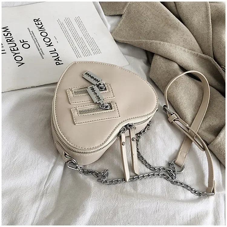 Heart Blade Zipper Chain Crossbody