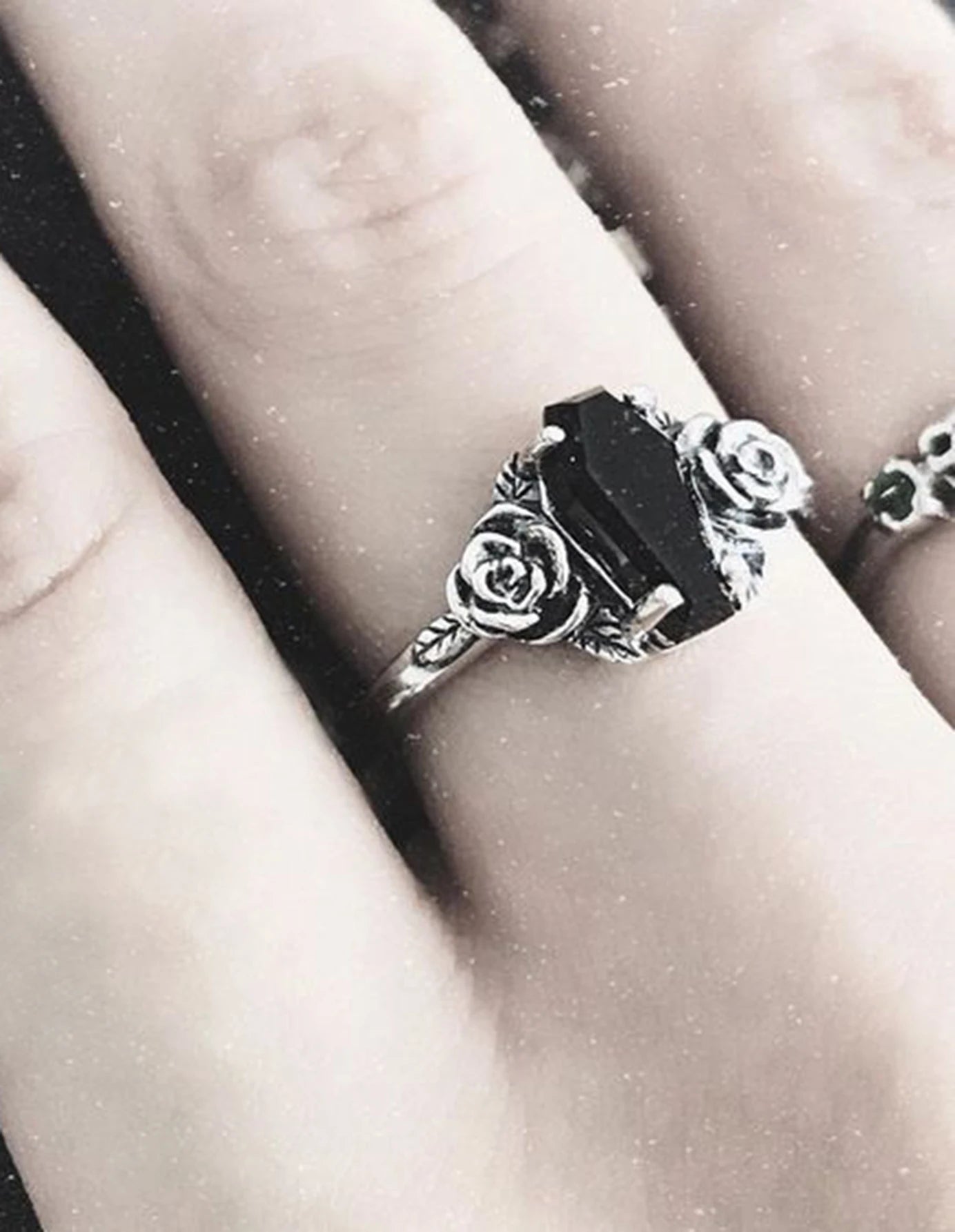 Gothic Black Coffin Ring