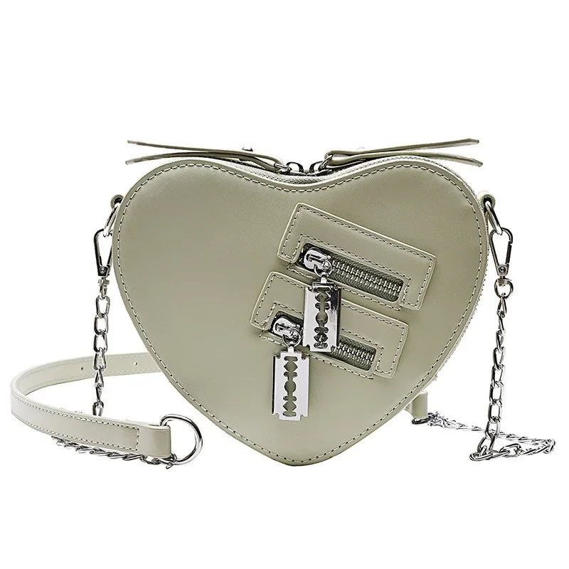 Heart Blade Zipper Chain Crossbody