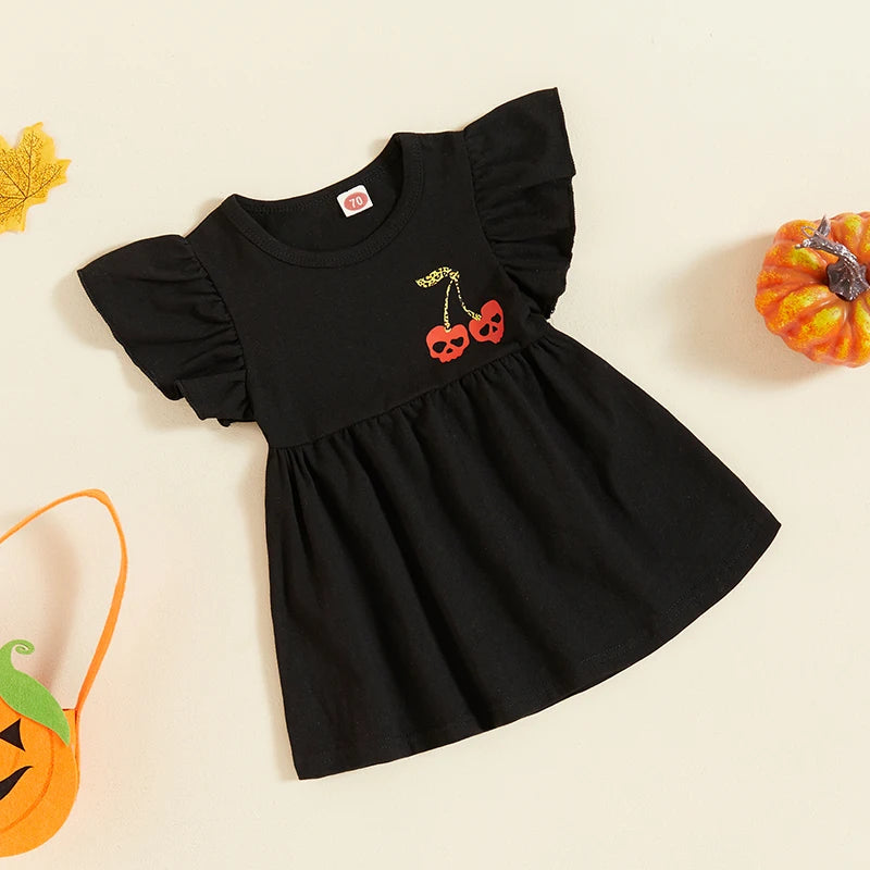 Baby Cherry Skull Embroidery Dresses