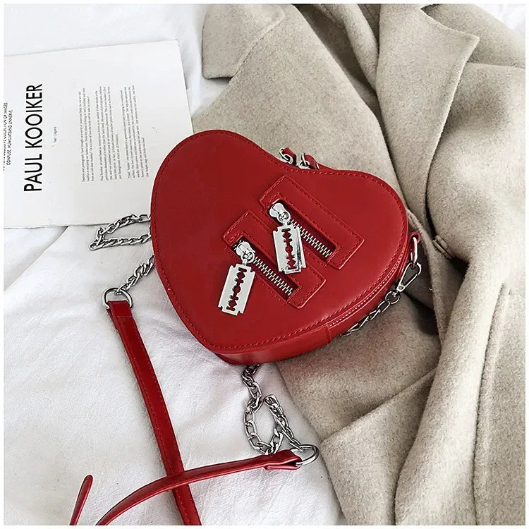 Heart Blade Zipper Chain Crossbody