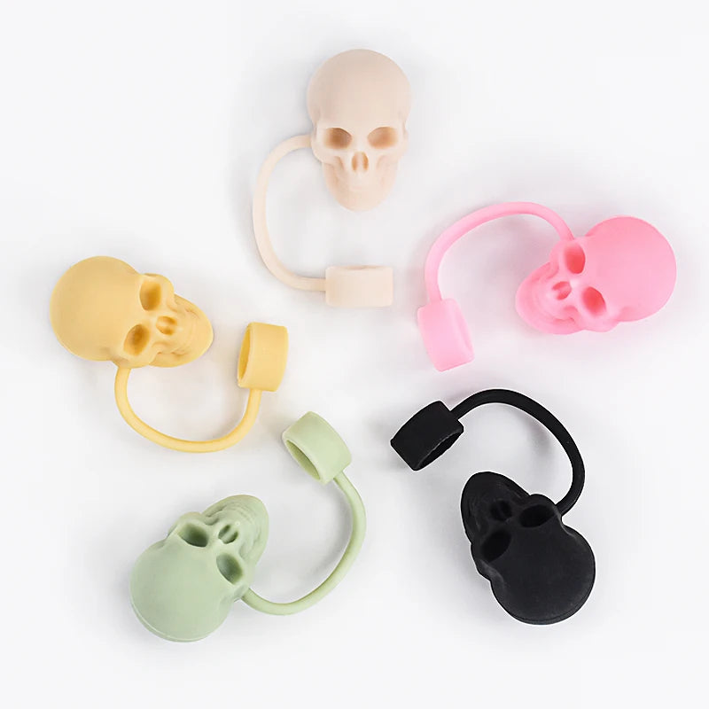 Skull Silicone Straw Covers Cap