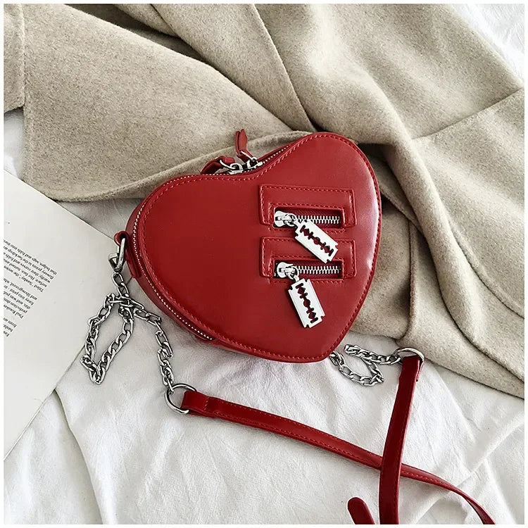 Heart Blade Zipper Chain Crossbody