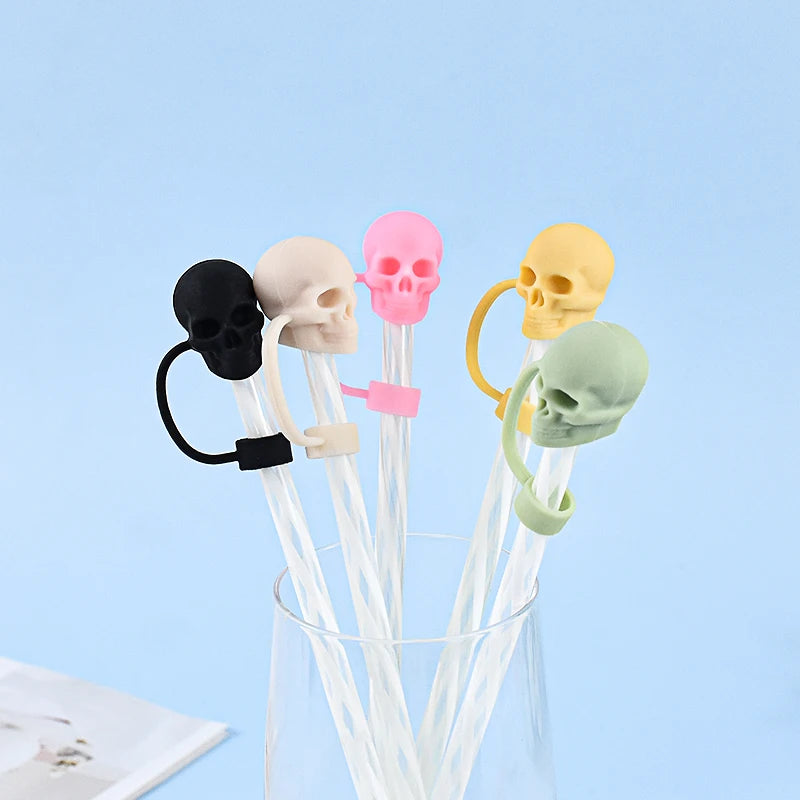 Skull Silicone Straw Covers Cap