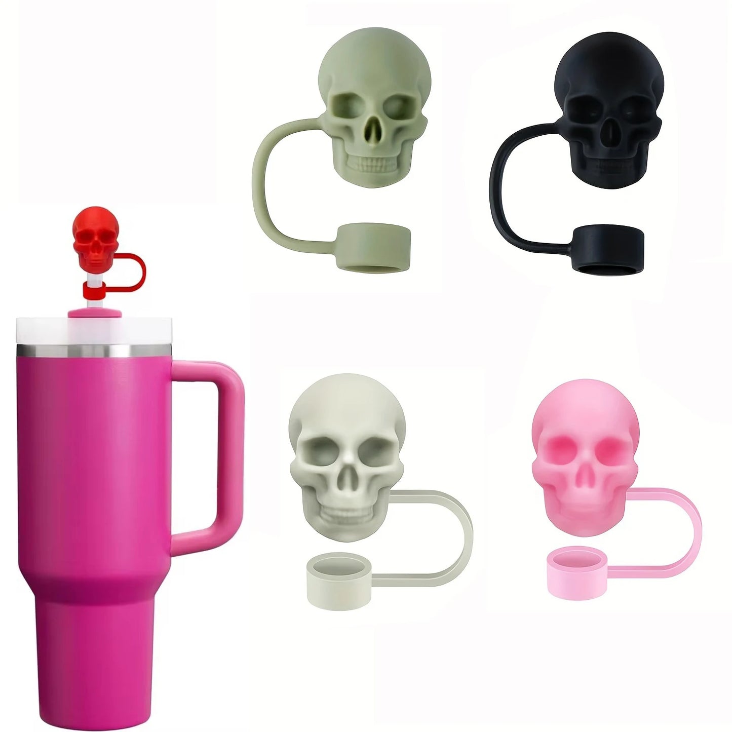 Skull Silicone Straw Covers Cap