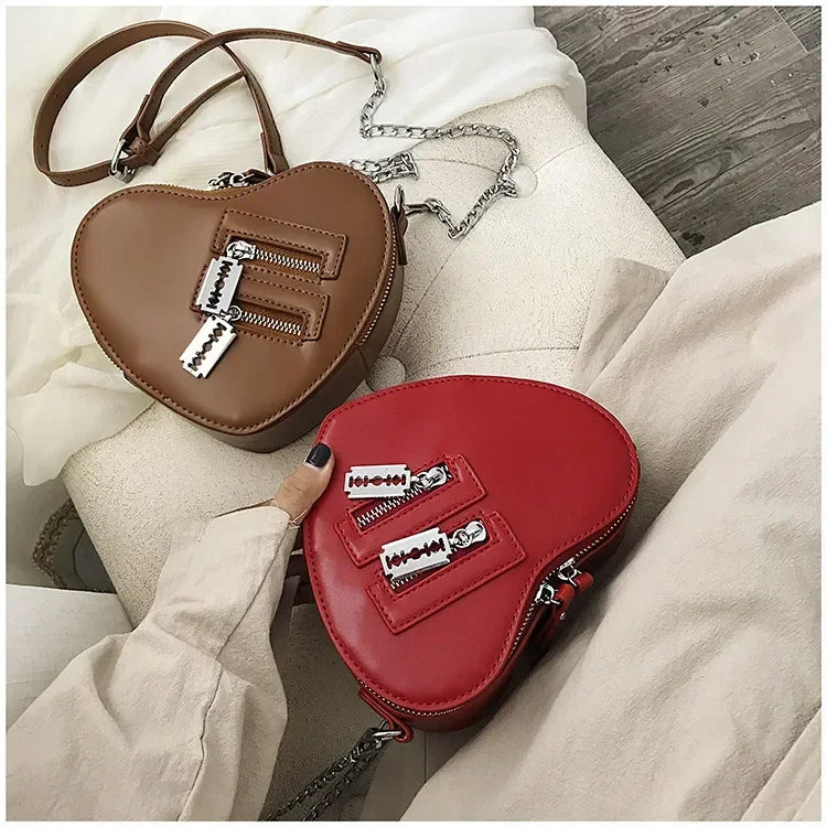 Heart Blade Zipper Chain Crossbody