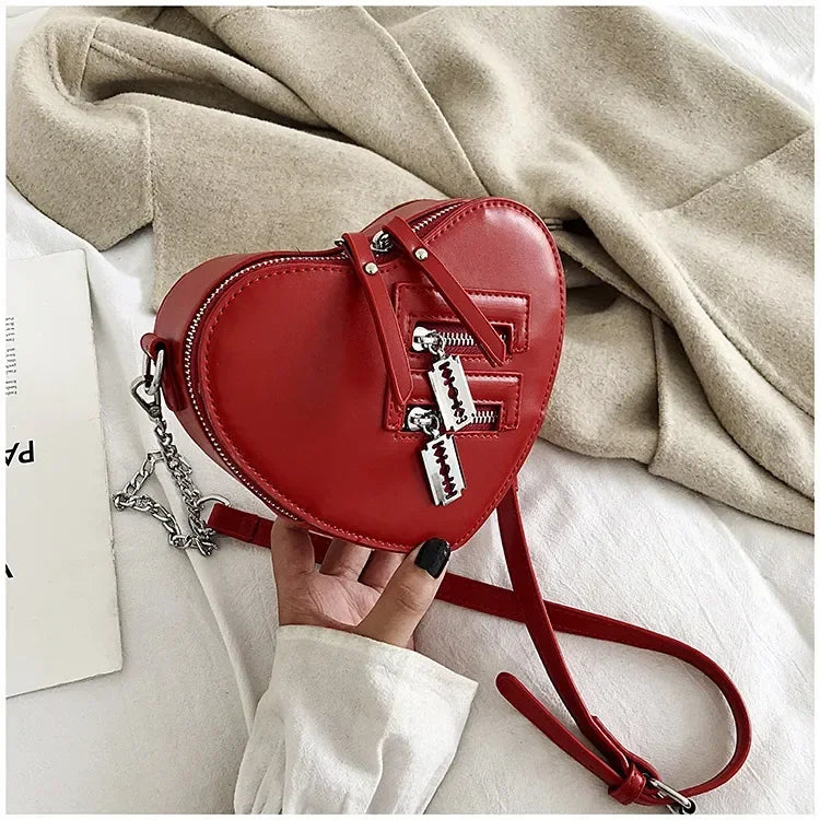 Heart Blade Zipper Chain Crossbody