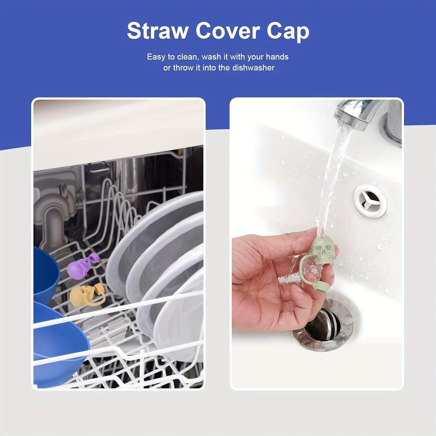 Skull Silicone Straw Covers Cap