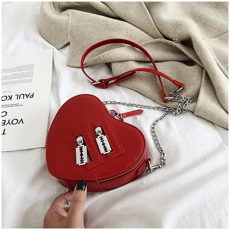 Heart Blade Zipper Chain Crossbody