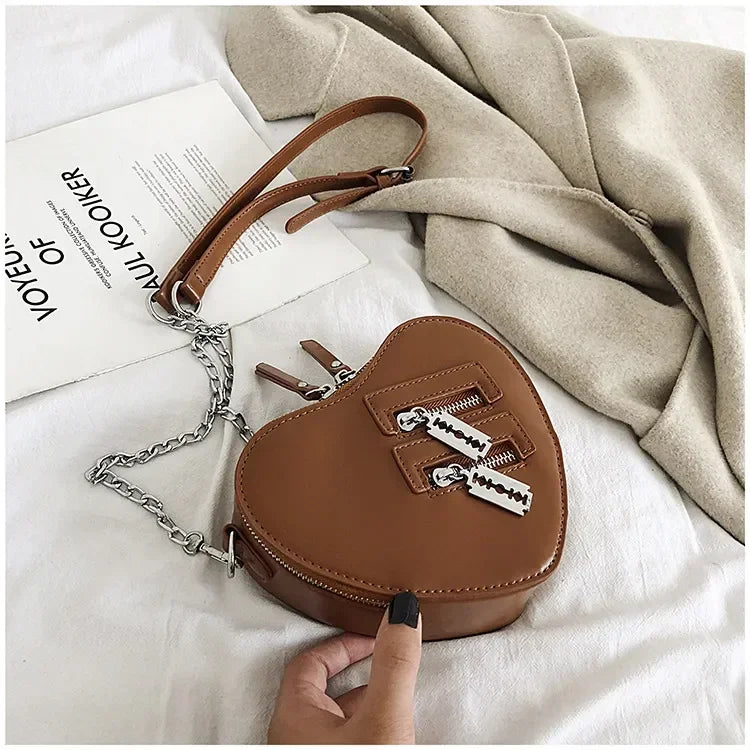 Heart Blade Zipper Chain Crossbody