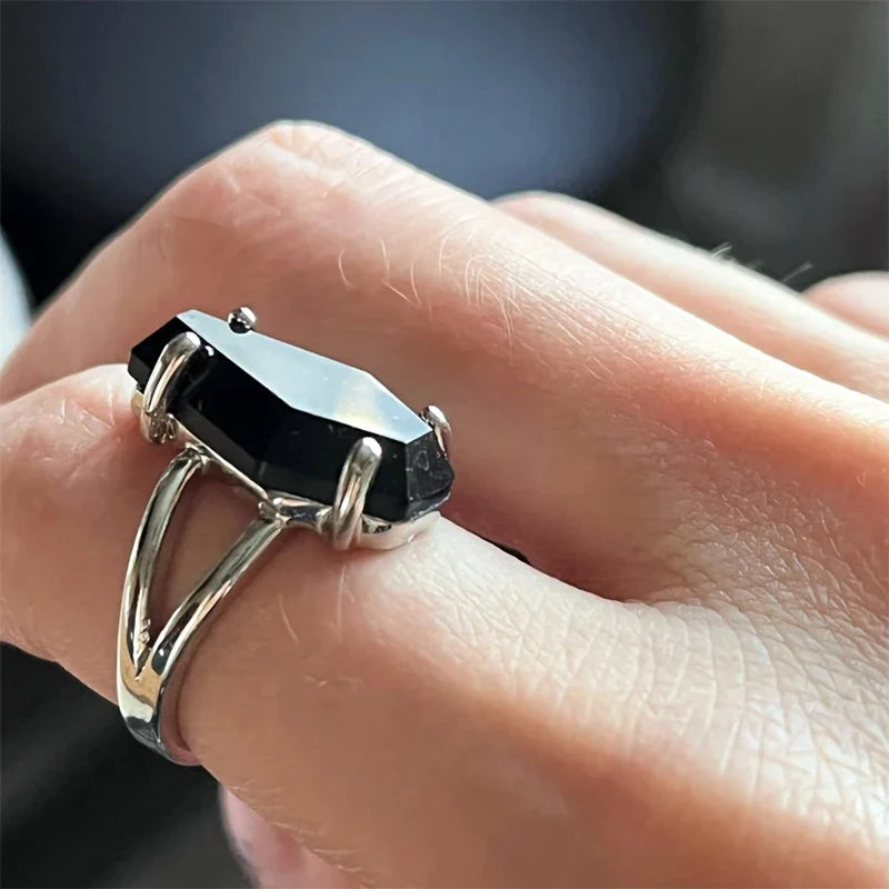 Gothic Black Coffin Ring