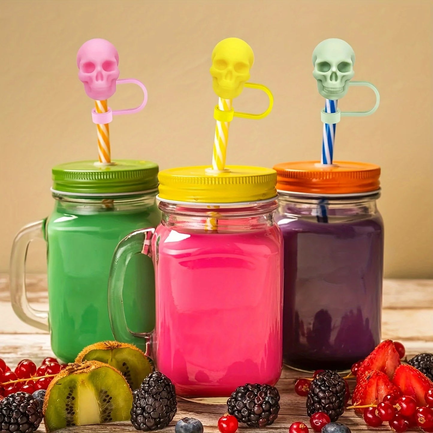 Skull Silicone Straw Covers Cap