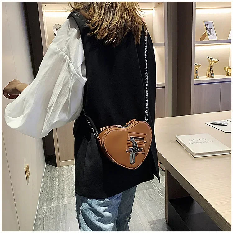 Heart Blade Zipper Chain Crossbody