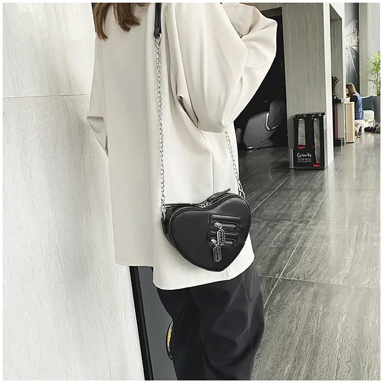 Heart Blade Zipper Chain Crossbody