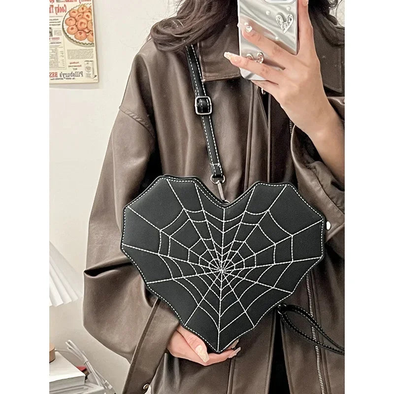 Heart Cobweb Crossbody Bag Handbag Purse