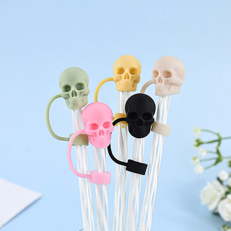 Skull Silicone Straw Covers Cap