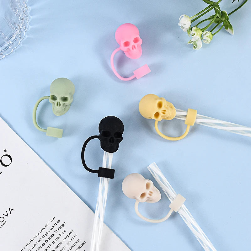 Skull Silicone Straw Covers Cap