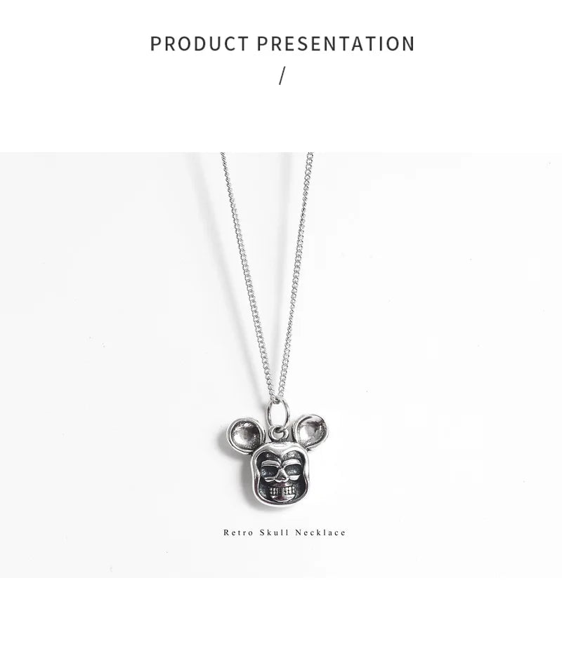 Vintage Mickey Skull Necklace