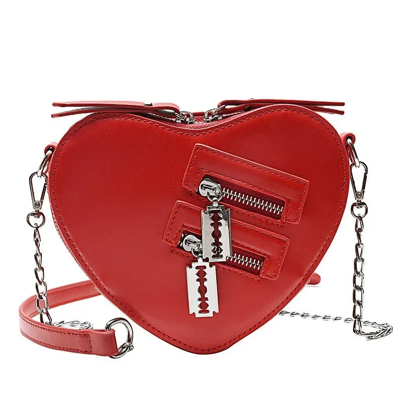 Heart Blade Zipper Chain Crossbody