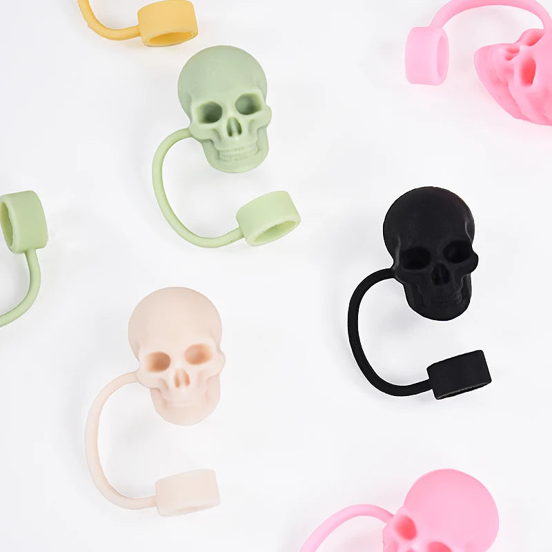 Skull Silicone Straw Covers Cap