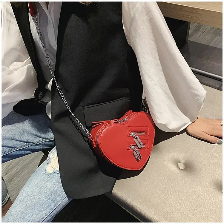 Heart Blade Zipper Chain Crossbody