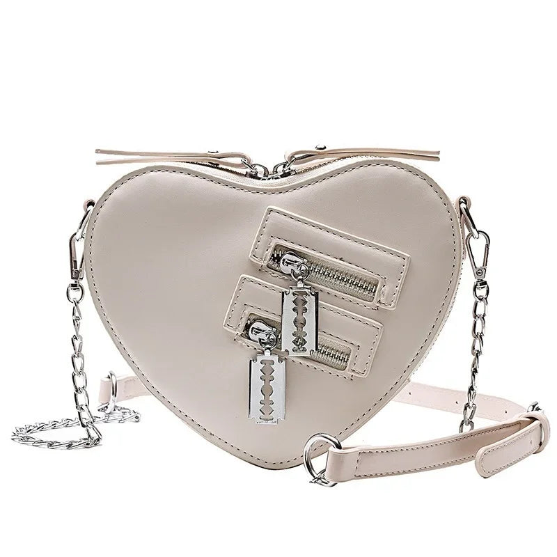 Heart Blade Zipper Chain Crossbody